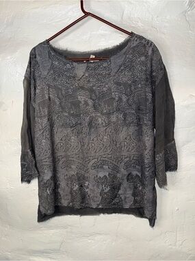 Burning Torch Gray Patterned Casual Blouse